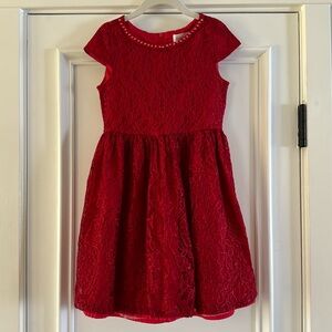 Little Angels by US Angels girls size 6 red lace holiday dress